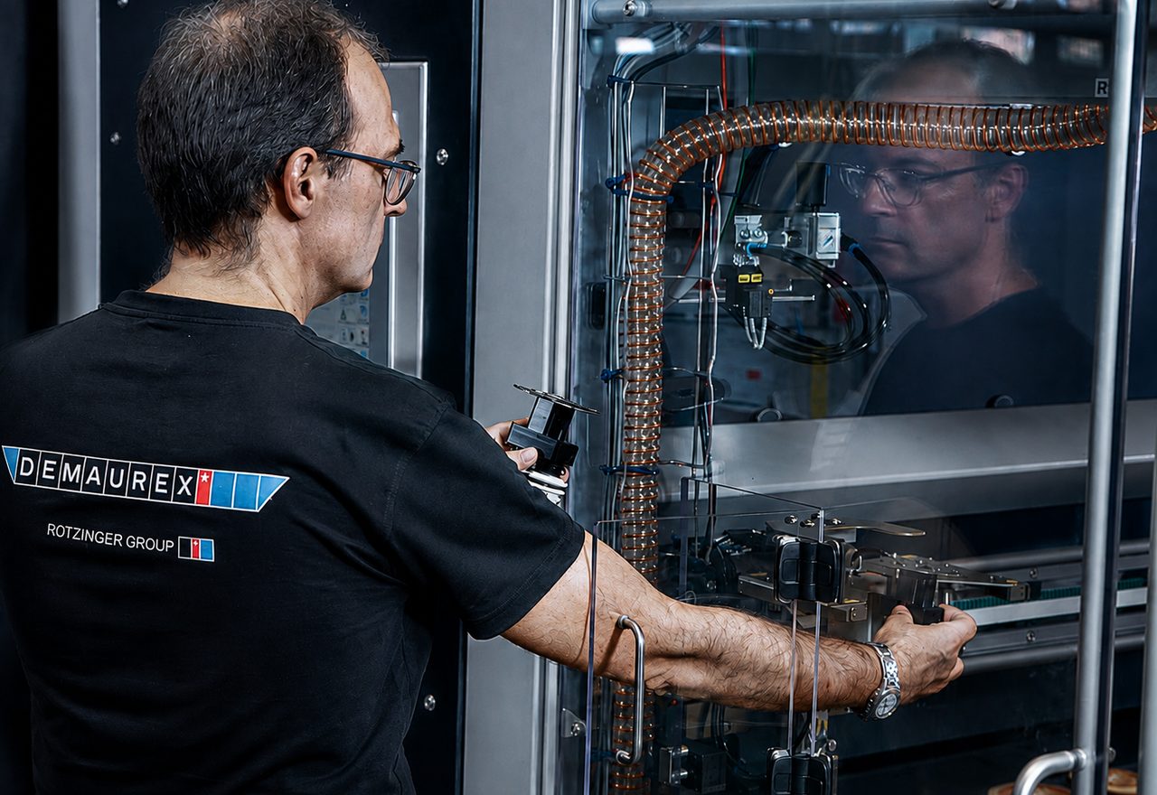 Technicien Demaurex en intervention sur une machine